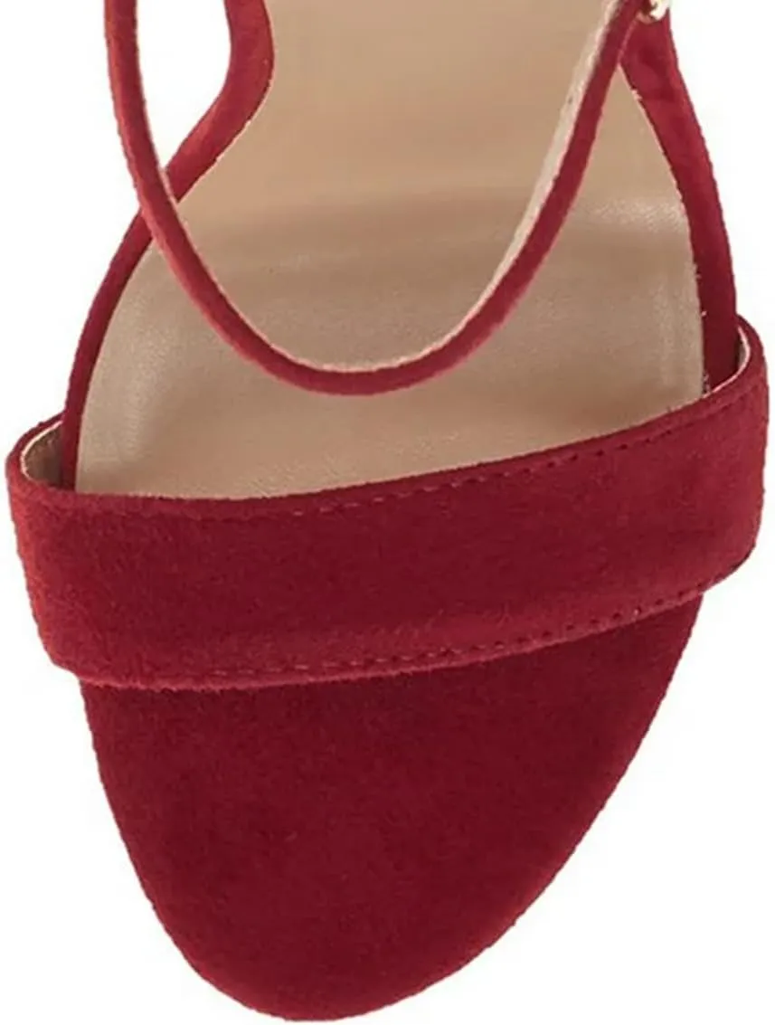 FSJ Women Classic Chunky High Heel Sandals Open Toe Ankle Strap Single Band Dress Shoe Size 4-15 US