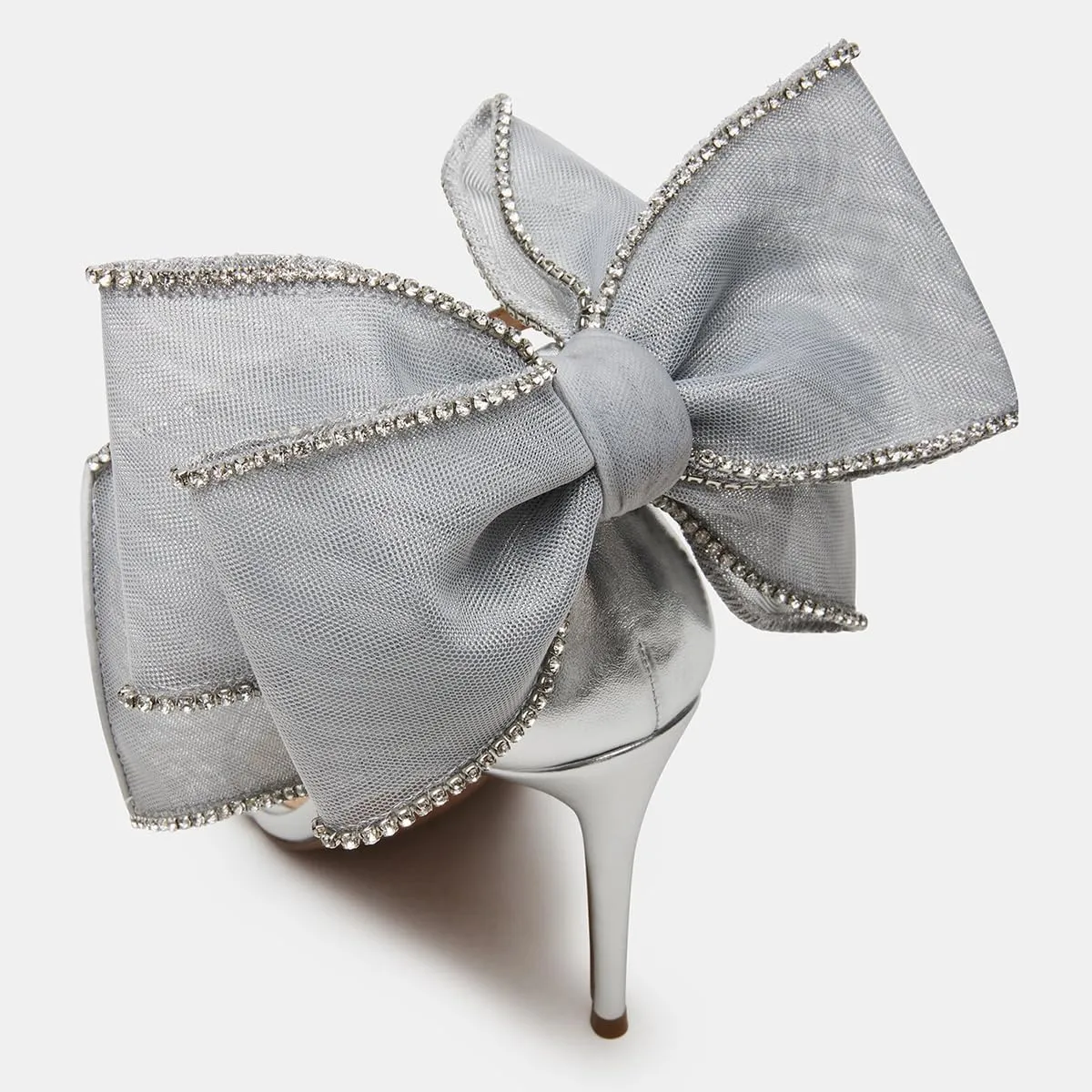 FSJ Women Cute Bow Heeled Sandals Open Toe Stiletto Heels One Strap Bridal Wedding Mesh Rhinestone Pearl Bow Knot Dress Shoes Size 4-16 US