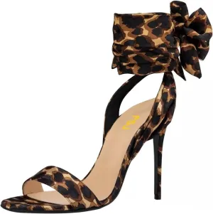 FSJ Women Open Toe Stiletto High Heel Sandals Lace-up Cute Satin Bowknot Heeled Sandals Sexy Strappy Summer Wedding Party Dress Shoes Size 4-16 US