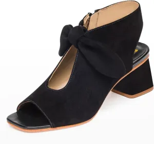 FSJ Women Peep Open Toe Bowknot Heeled Sandals Chunky Low Heel Sandal Booties Hollow Cutout Slingback Zipper Comfortable Summer Casual Beach Dress Shoes Size 4-16 US