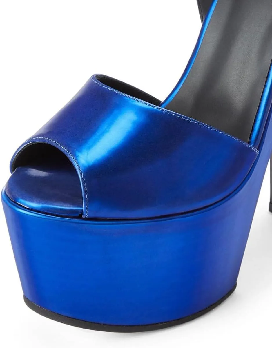 FSJ Women Super High Block Chunky Platform Heel Peep Toe Ankle Strap Sandals Sexy Slingback Buckle Prom Pump Shoes Size 4-16 US