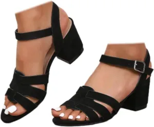Generic Women's Strappy Low Chunky Block Heel Sandals Pumps Open Toe Wedding Party Dress Shoes