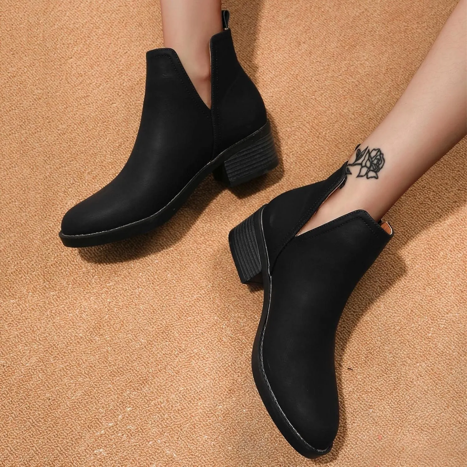 Gibobby Boots for Women Low Heel Arch Support Boots Comfortable Casual Short Ankle Booties Everyday Boots 52