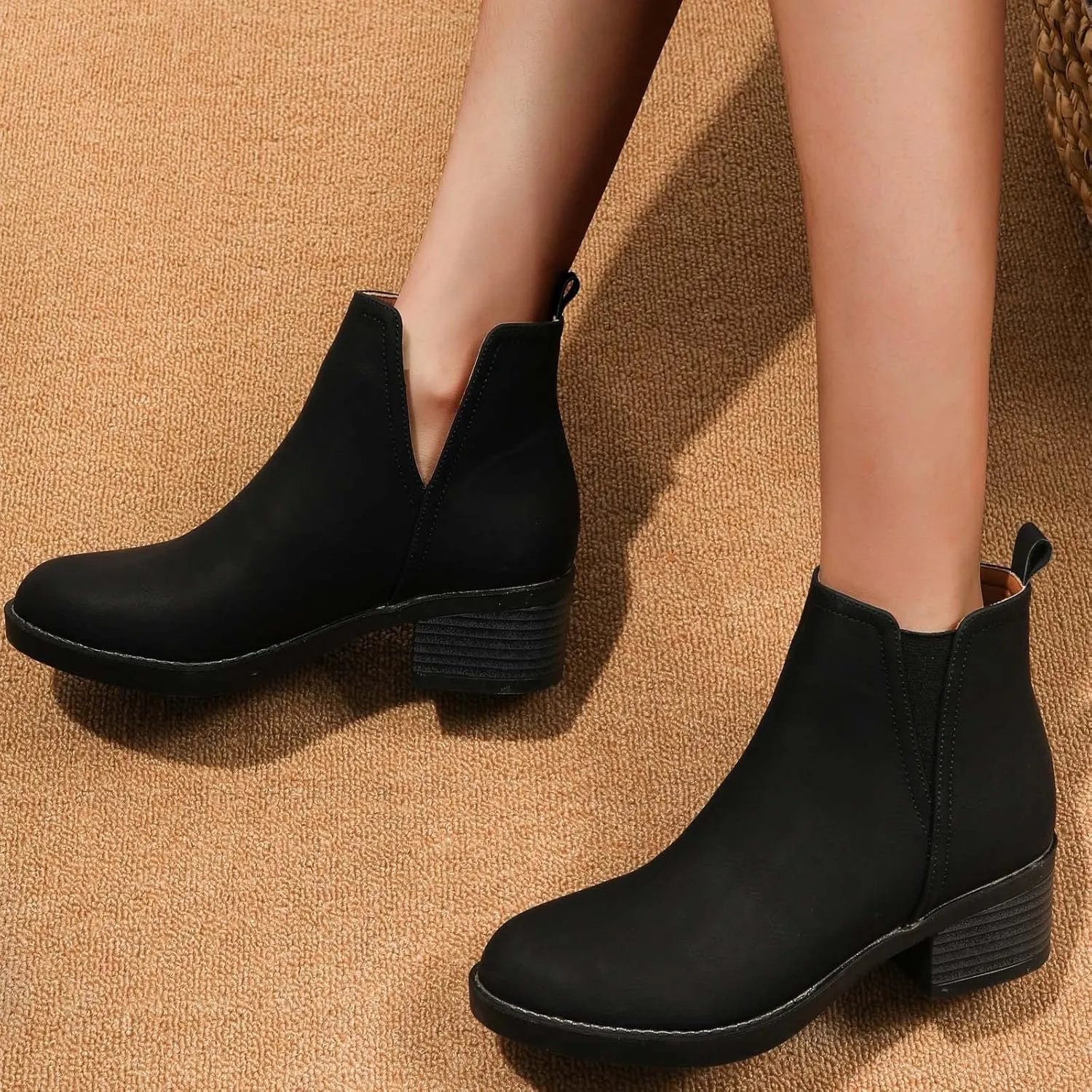 Gibobby Boots for Women Low Heel Arch Support Boots Comfortable Casual Short Ankle Booties Everyday Boots 52