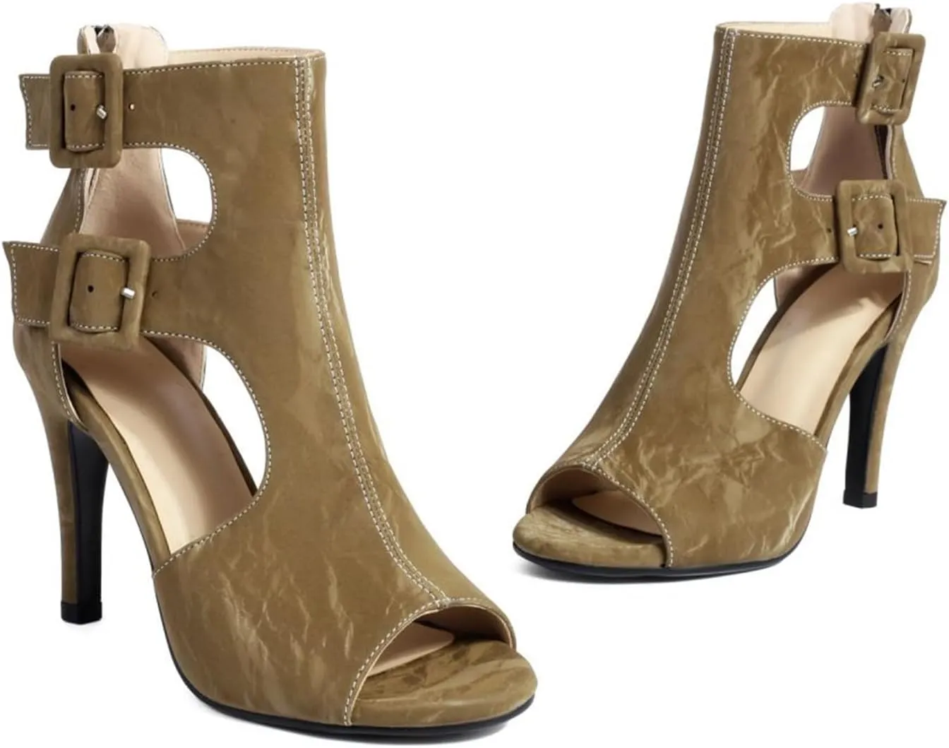 Heels for Women Peep Toe Booties Dressy Sandals Block heel Gliadiator Shoes