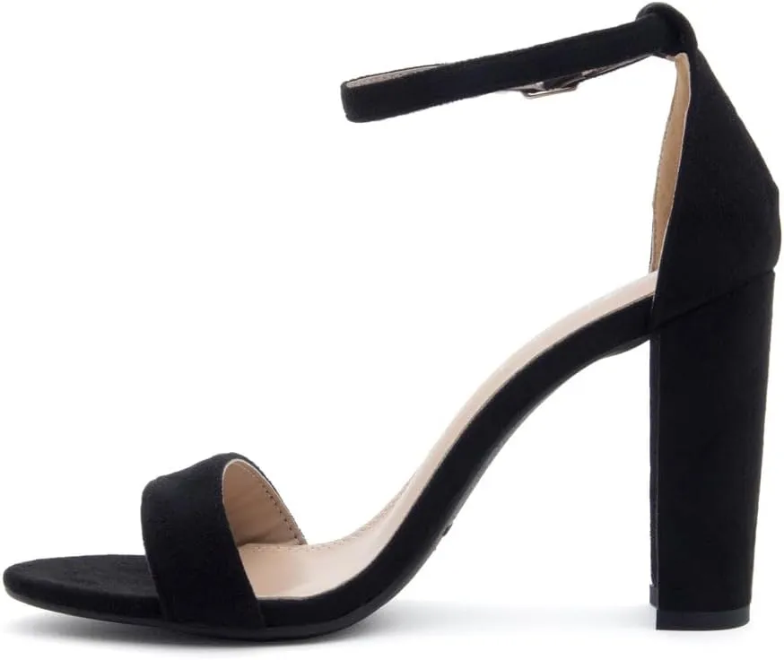 Herstyle Womens Chunky Block Heels  Open Toe Ankle Strap Sandals, 3.75 Inch High Heels for Wedding, Party & Dressy Occasions  Comfortable Strappy Dress Shoes