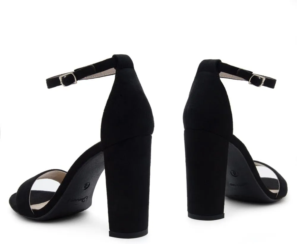 Herstyle Womens Chunky Block Heels  Open Toe Ankle Strap Sandals, 3.75 Inch High Heels for Wedding, Party & Dressy Occasions  Comfortable Strappy Dress Shoes