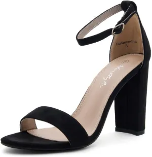 Herstyle Womens Chunky Block Heels  Open Toe Ankle Strap Sandals, 3.75 Inch High Heels for Wedding, Party & Dressy Occasions  Comfortable Strappy Dress Shoes