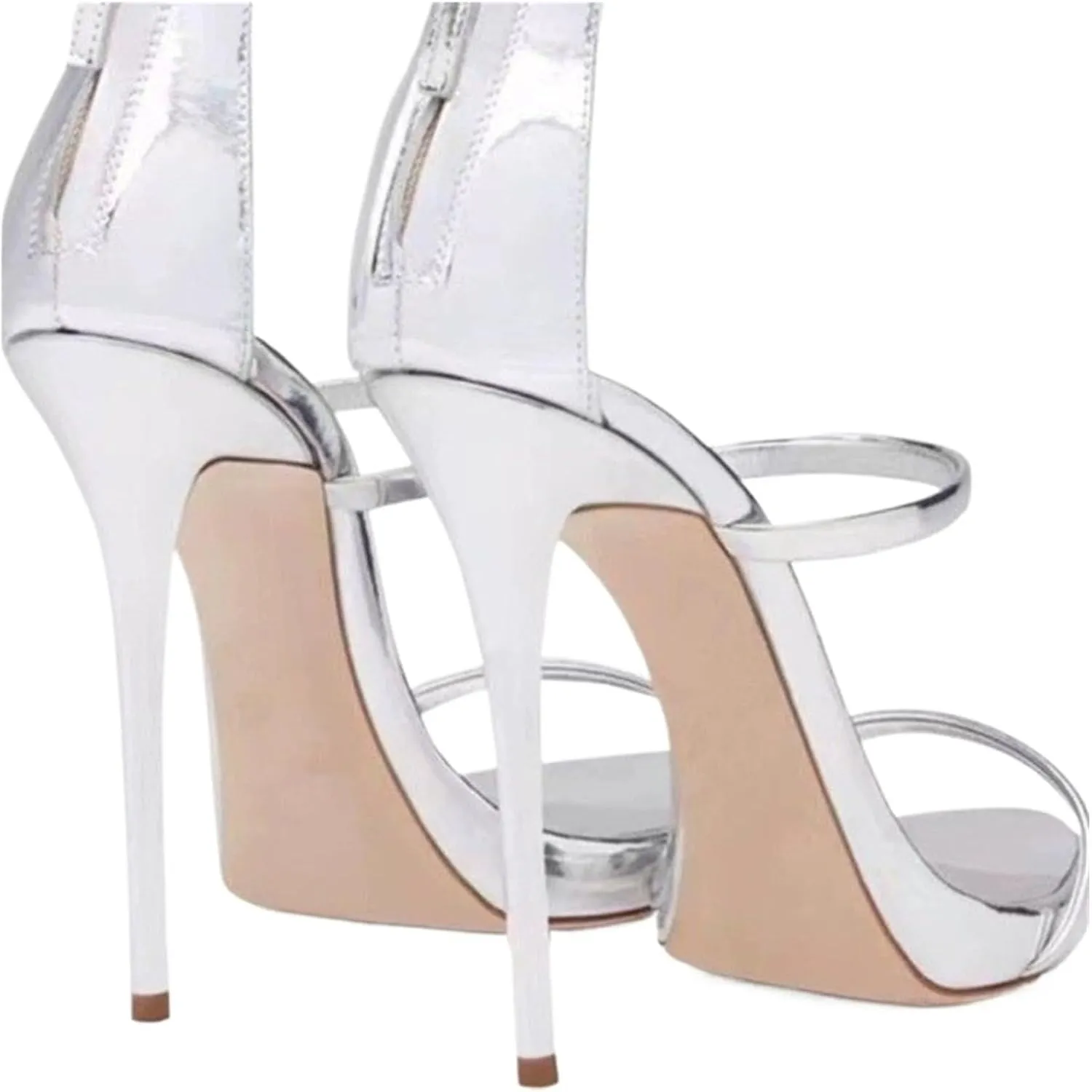 High Heels Women's high Heels, Stilettos, Sexy Catwalk, one-Strap Black Waterproof Platform Silver Sandals