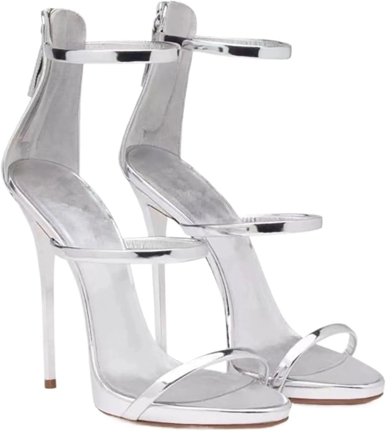 High Heels Women's high Heels, Stilettos, Sexy Catwalk, one-Strap Black Waterproof Platform Silver Sandals
