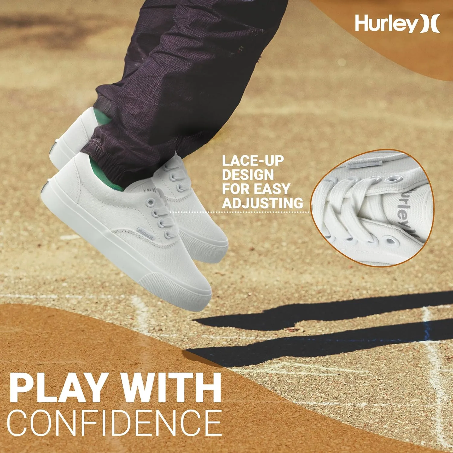 Hurley Marley Kids Lace Up Canvas Sneakers  Low Cut Skateboarding Shoes for Kids, Sports Shoes for Boys and Girls
