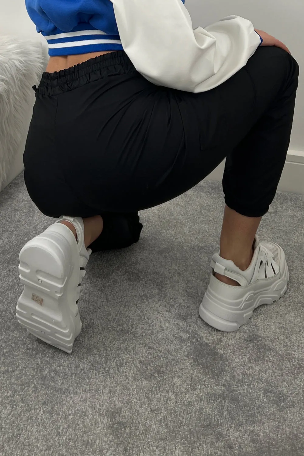 Jasmine White Mesh Holographic Trim Cut Out Chunky Trainers