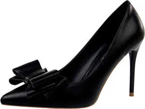 JOEupin Womens High Heels Pointed Toe Bowknot Slip-on Stiletto Evening Party Dress Pumps Shoes