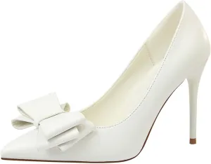 JOEupin Womens High Heels Pointed Toe Bowknot Slip-on Stiletto Evening Party Dress Pumps Shoes