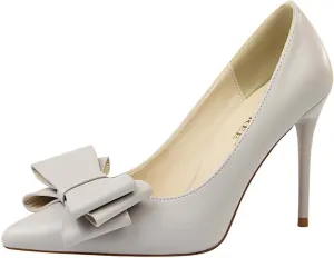 JOEupin Womens High Heels Pointed Toe Bowknot Slip-on Stiletto Evening Party Dress Pumps Shoes
