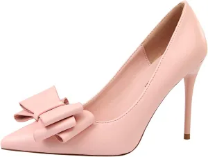 JOEupin Womens High Heels Pointed Toe Bowknot Slip-on Stiletto Evening Party Dress Pumps Shoes