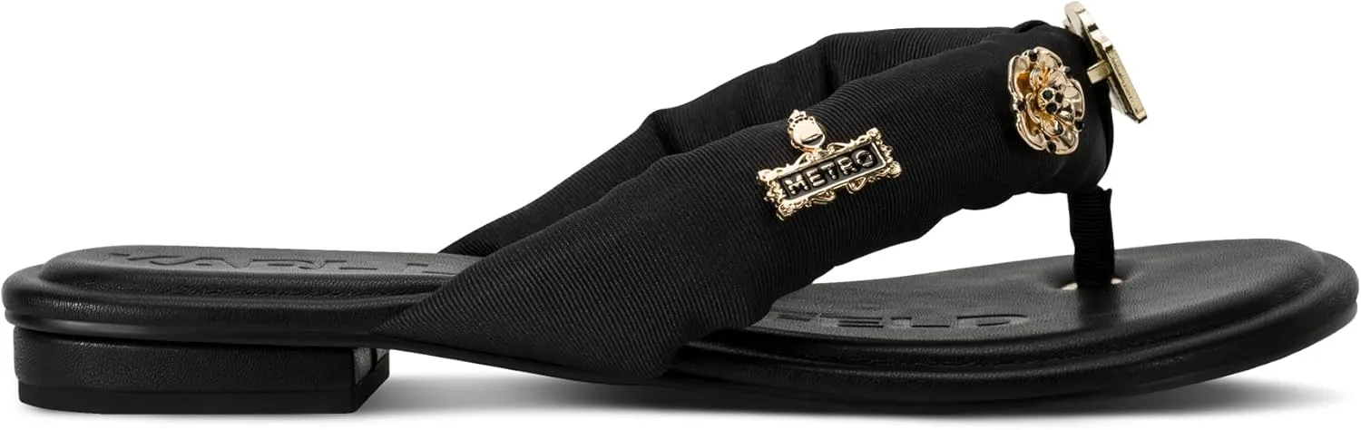 Karl Lagerfeld Paris Women's Everyday Cushioned Insole Celin Floral-Flat Slide Sandal