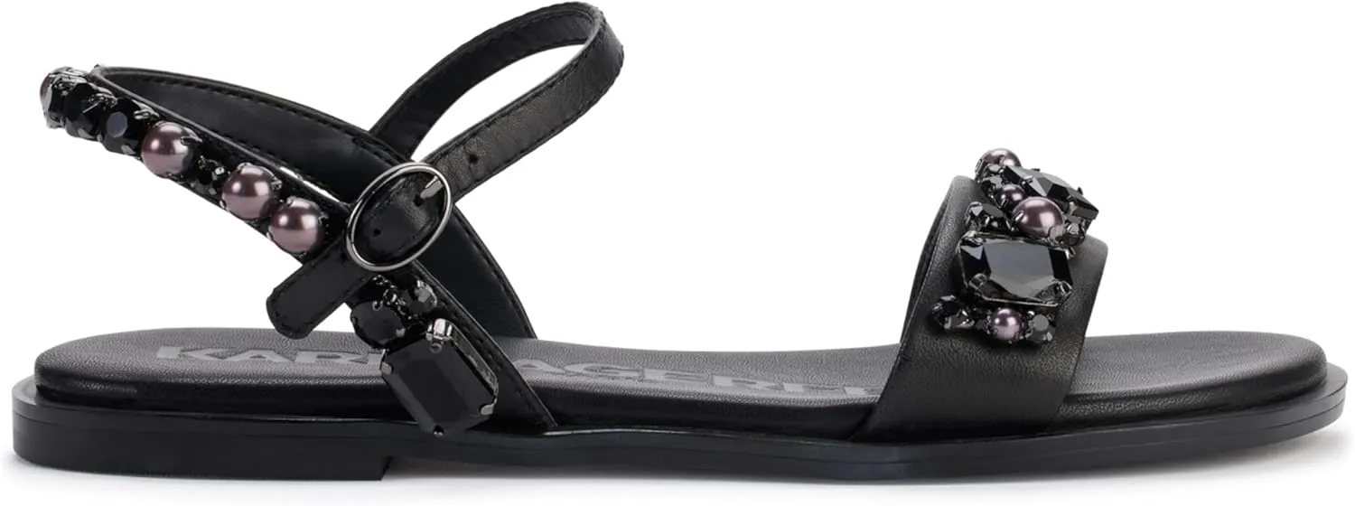KARL LAGERFELD womens Gwenda Flat Studded Sandal