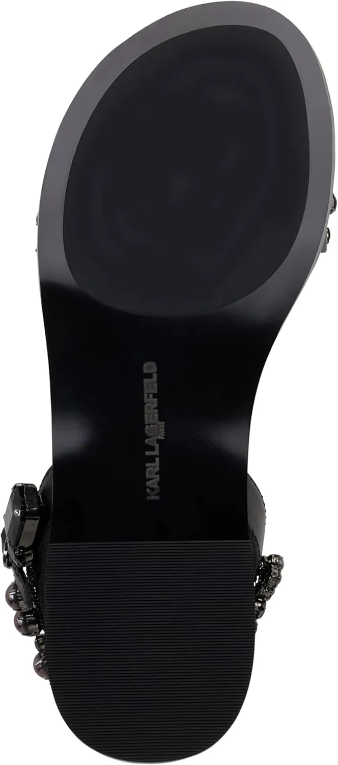 KARL LAGERFELD womens Gwenda Flat Studded Sandal