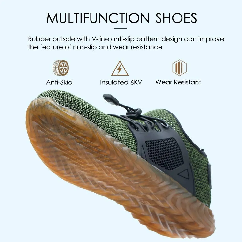 KINOW Men Steel Toe Safety Work Shoes Slip Resistant Construction Sneakers for Women