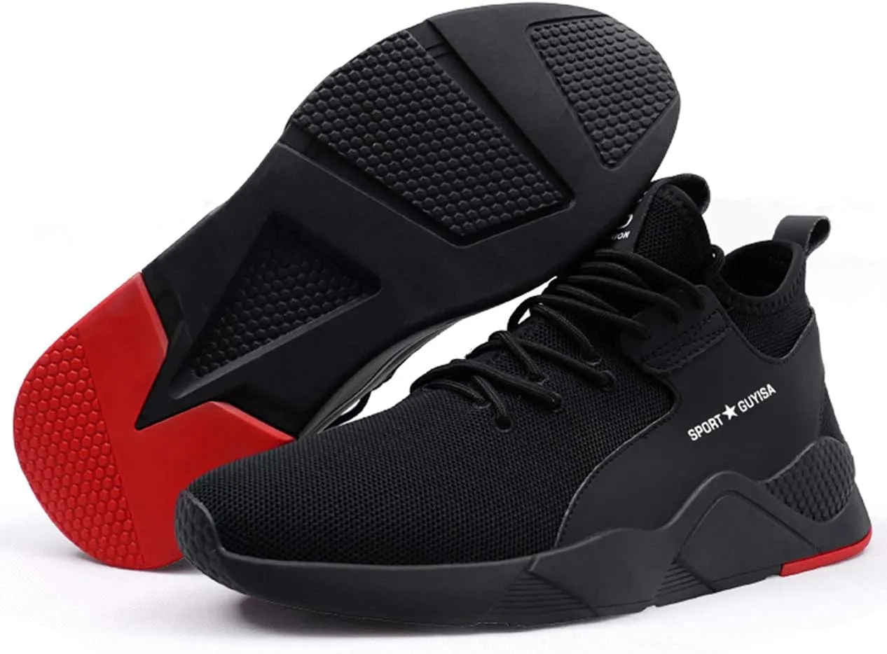 KINOW Men Steel Toe Safety Work Shoes Slip Resistant Construction Sneakers for Women