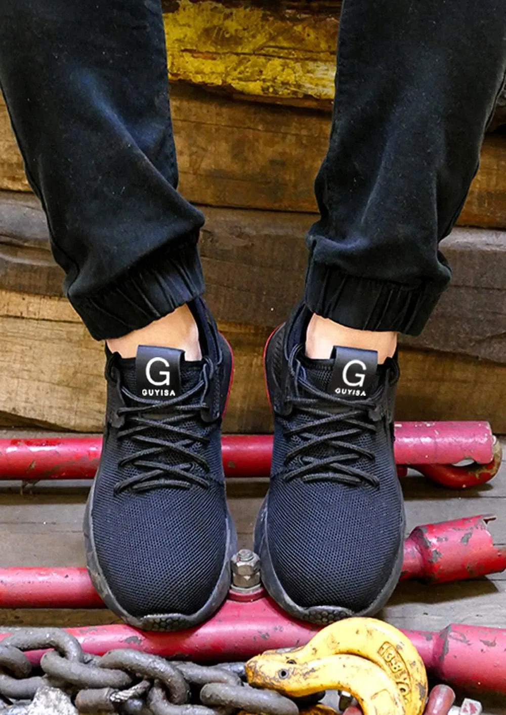 KINOW Men Steel Toe Safety Work Shoes Slip Resistant Construction Sneakers for Women
