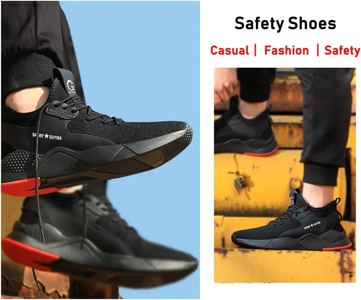 KINOW Men Steel Toe Safety Work Shoes Slip Resistant Construction Sneakers for Women