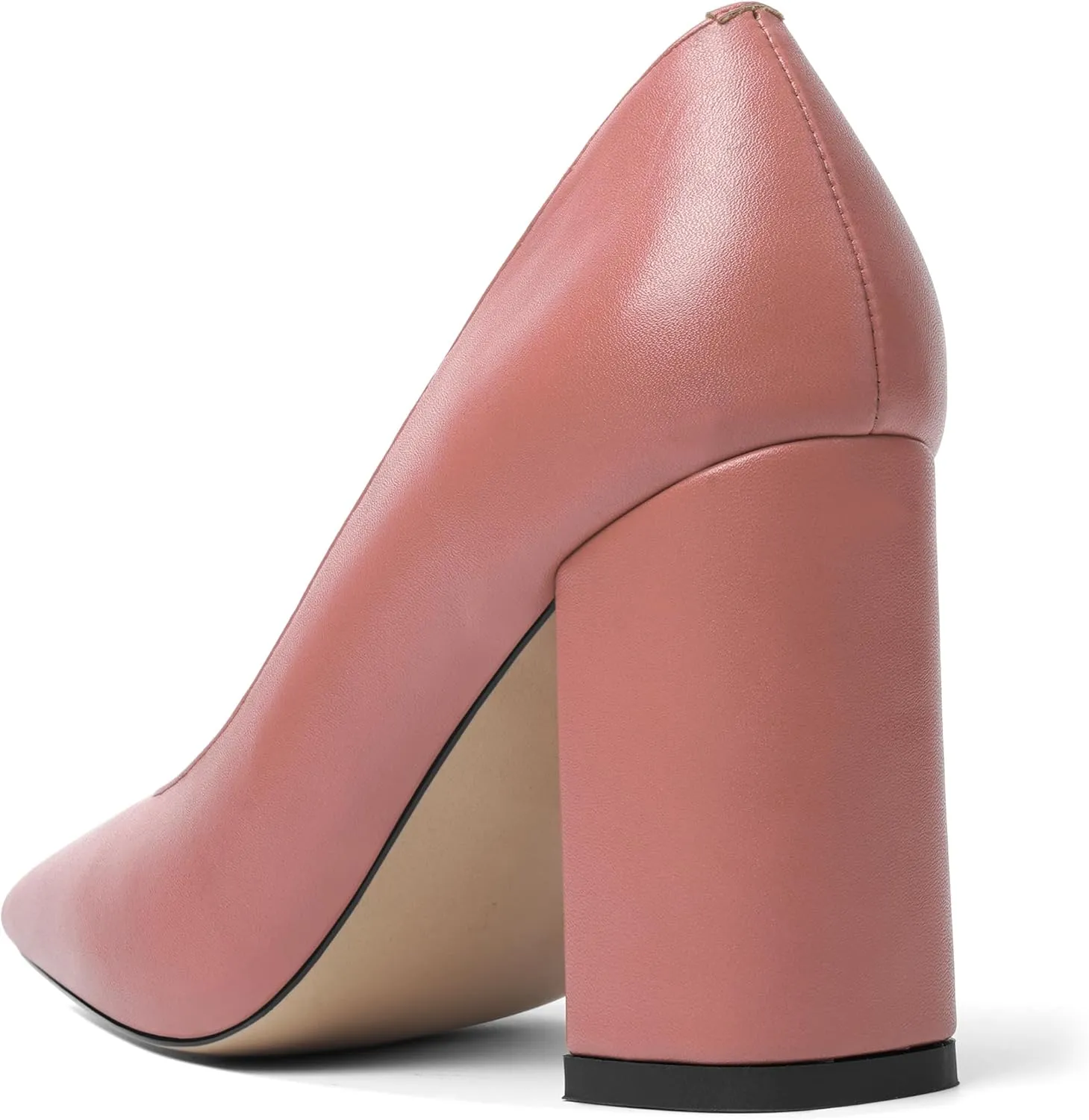 KUOARN Womens Matte Solid Square Toe Work Slip On Fashion Block High Heel Pumps Shoes 3.3 Inch