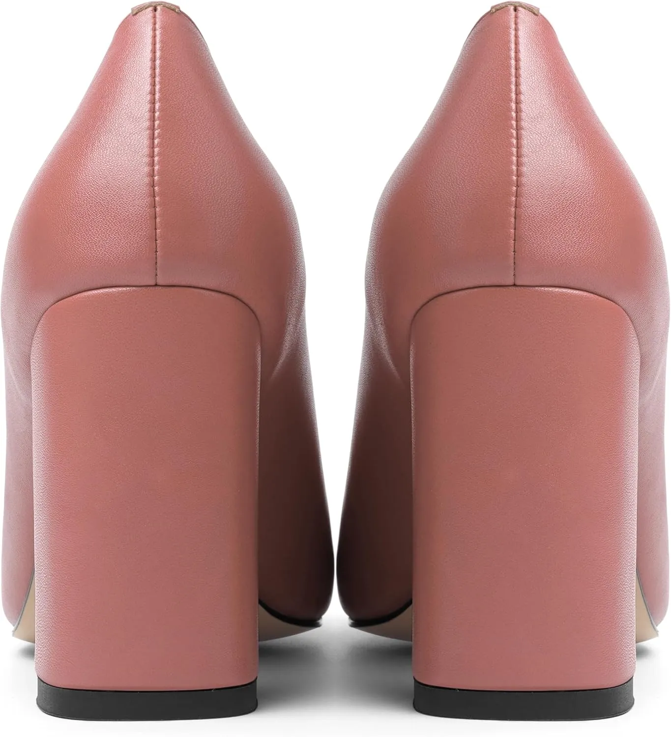 KUOARN Womens Matte Solid Square Toe Work Slip On Fashion Block High Heel Pumps Shoes 3.3 Inch