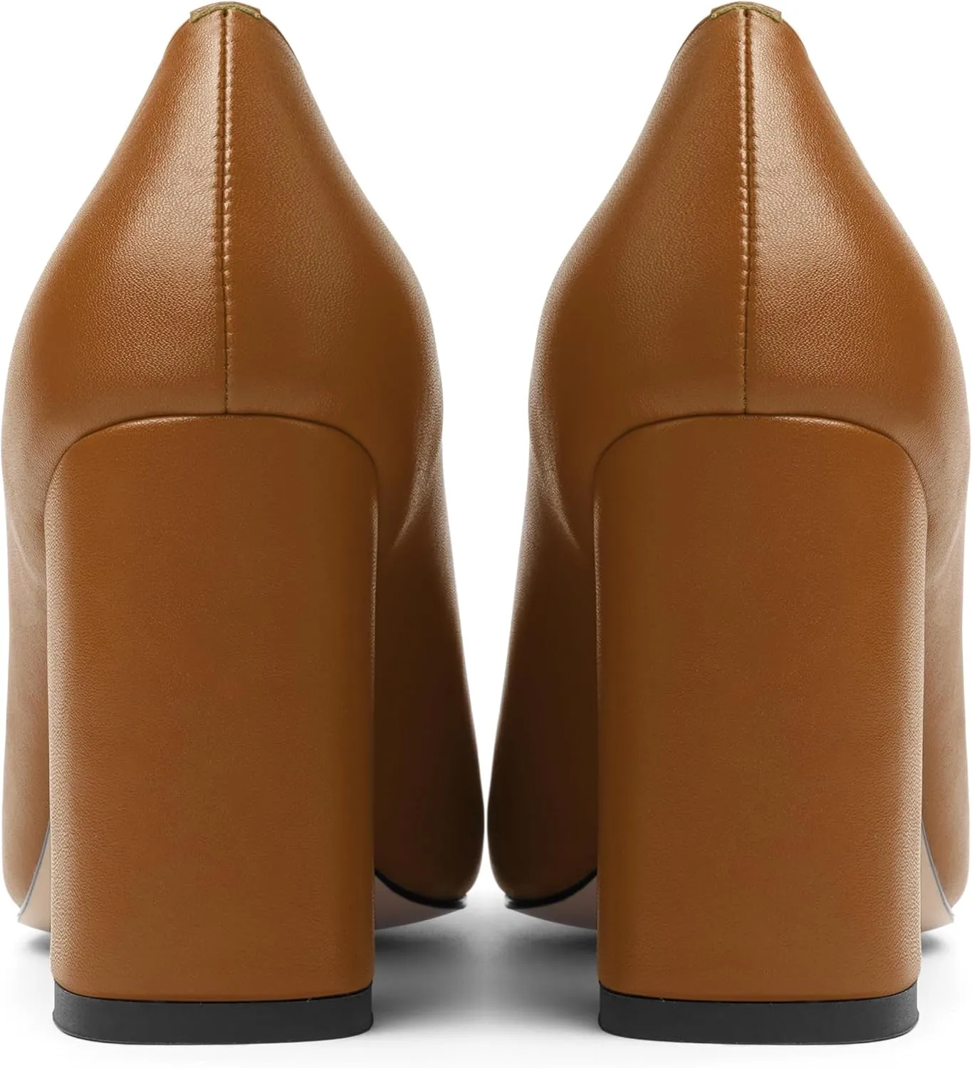 KUOARN Womens Matte Solid Square Toe Work Slip On Fashion Block High Heel Pumps Shoes 3.3 Inch