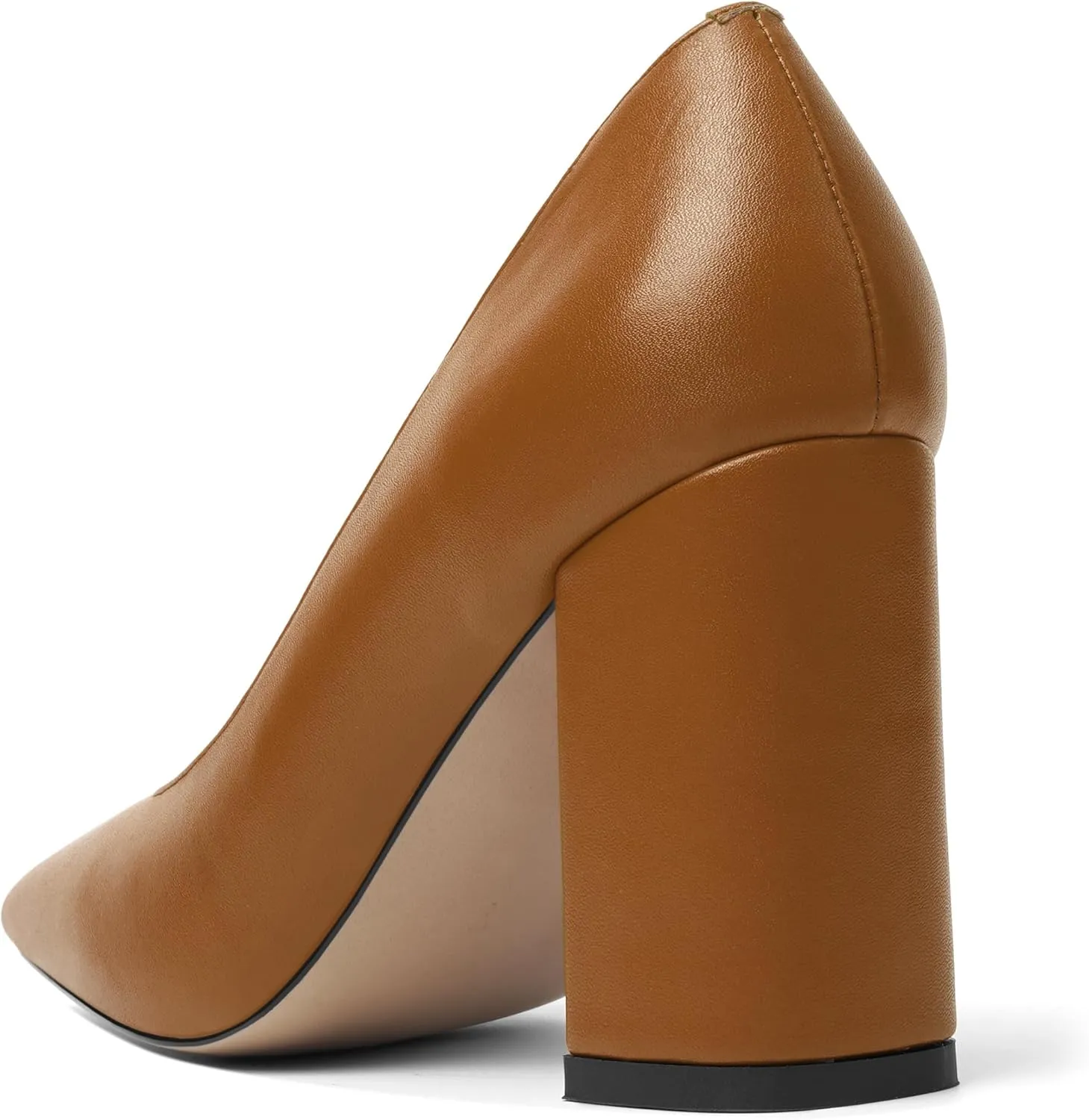 KUOARN Womens Matte Solid Square Toe Work Slip On Fashion Block High Heel Pumps Shoes 3.3 Inch