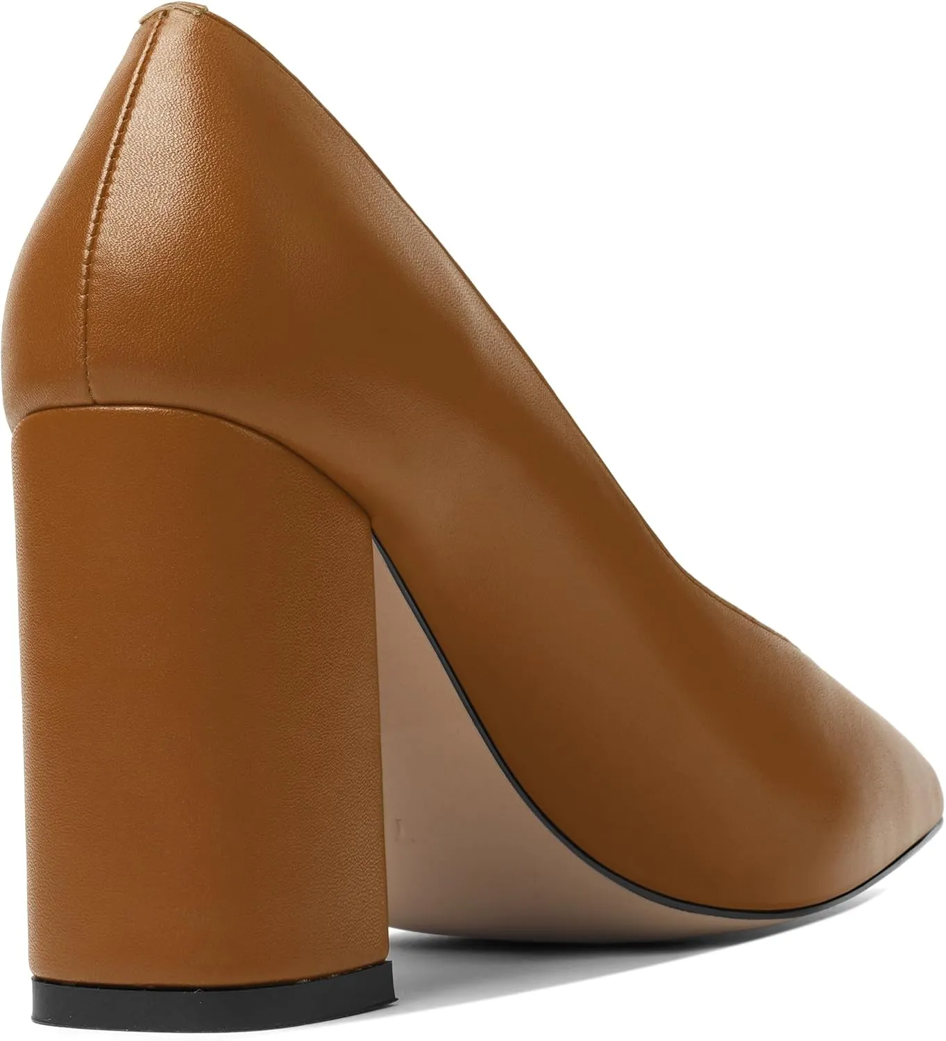 KUOARN Womens Matte Solid Square Toe Work Slip On Fashion Block High Heel Pumps Shoes 3.3 Inch