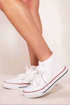 Lace Up Hi Top Trainers In White