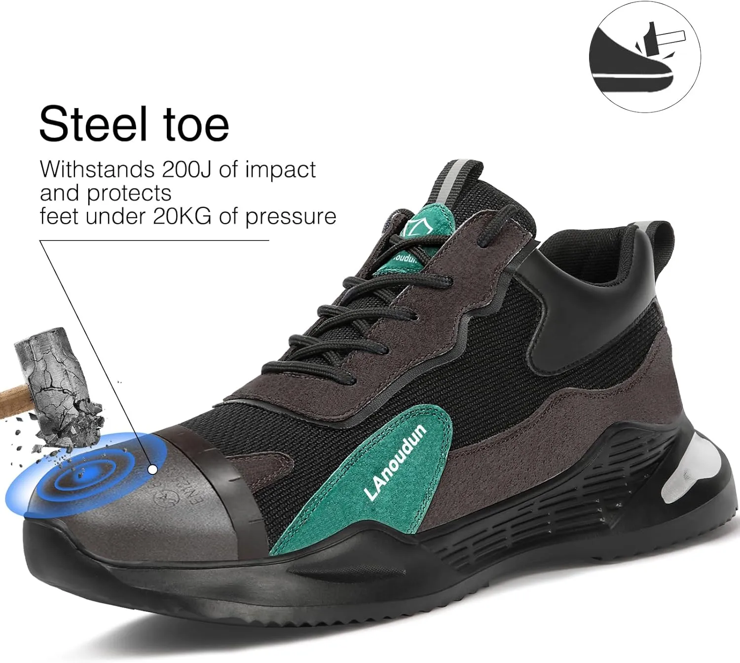 LAoutun Steel Toe Shoes for Men Women Comfortable Lightweight Work Safety Shoes for Men Women Puncture Proof Indestructible Sneakers Construction Work Utility Sneakers