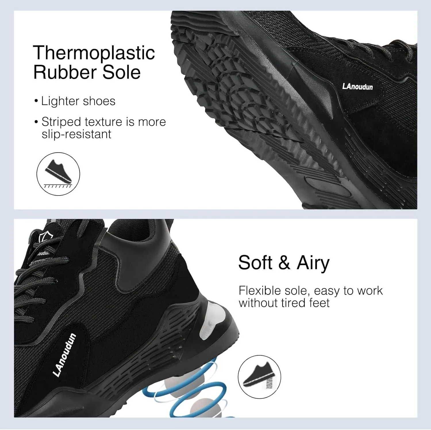 LAoutun Steel Toe Shoes for Men Women Comfortable Lightweight Work Safety Shoes for Men Women Puncture Proof Indestructible Sneakers Construction Work Utility Sneakers