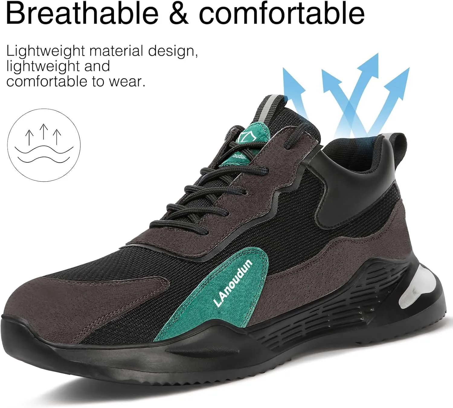 LAoutun Steel Toe Shoes for Men Women Comfortable Lightweight Work Safety Shoes for Men Women Puncture Proof Indestructible Sneakers Construction Work Utility Sneakers