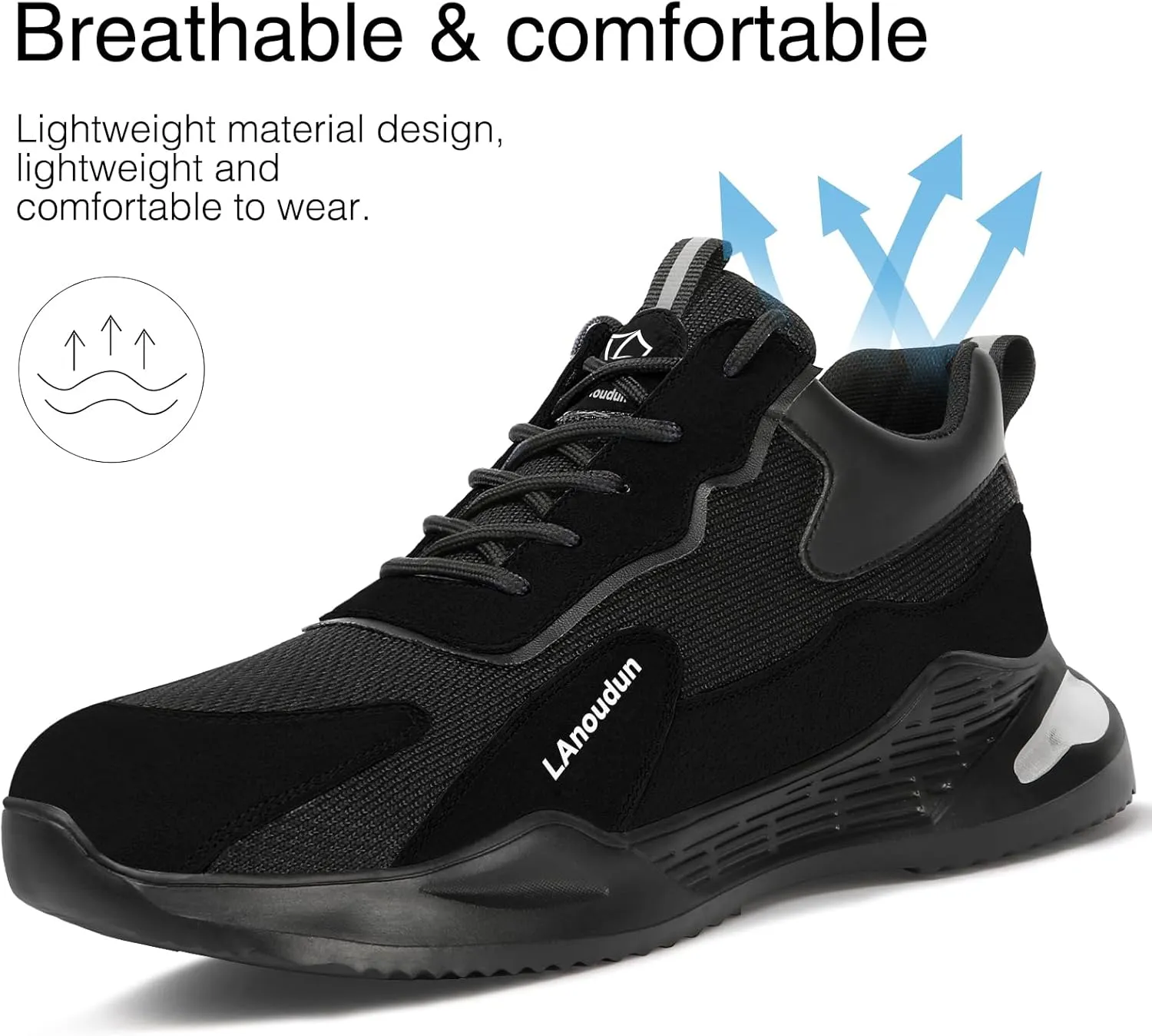 LAoutun Steel Toe Shoes for Men Women Comfortable Lightweight Work Safety Shoes for Men Women Puncture Proof Indestructible Sneakers Construction Work Utility Sneakers