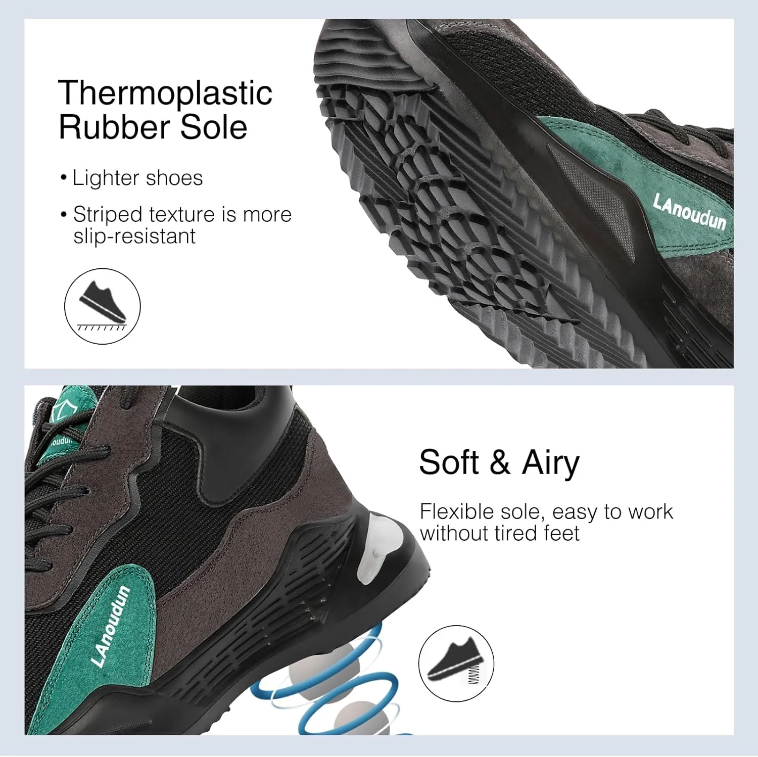 LAoutun Steel Toe Shoes for Men Women Comfortable Lightweight Work Safety Shoes for Men Women Puncture Proof Indestructible Sneakers Construction Work Utility Sneakers