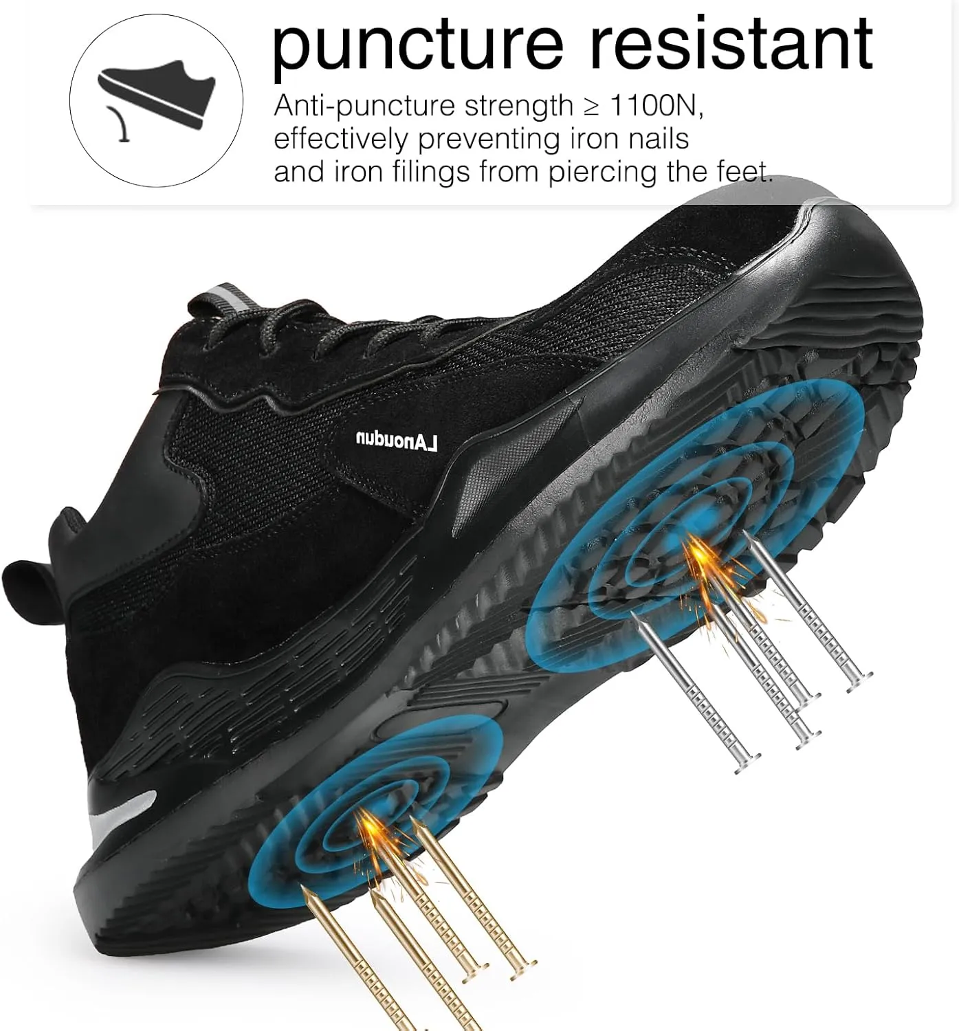 LAoutun Steel Toe Shoes for Men Women Comfortable Lightweight Work Safety Shoes for Men Women Puncture Proof Indestructible Sneakers Construction Work Utility Sneakers
