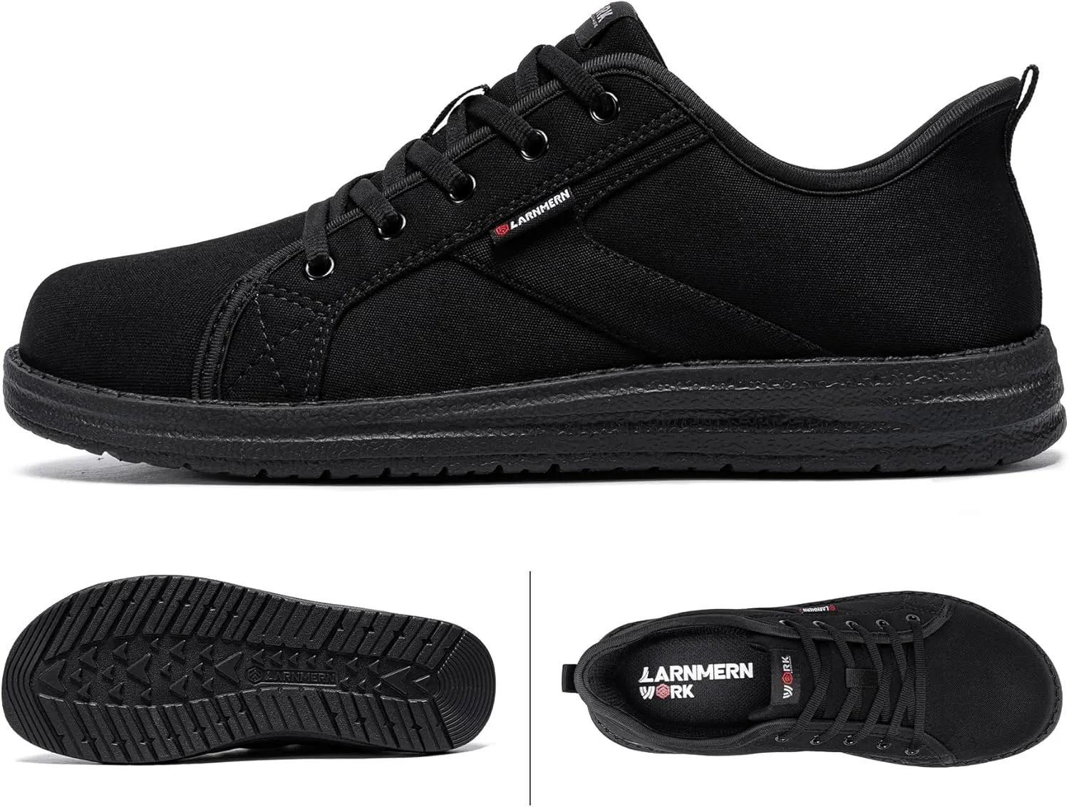 LARNMERN Slip On Steel Toe Shoes Women Work Walking Sneakers Skate Hands Free Safety Tennis Shoes