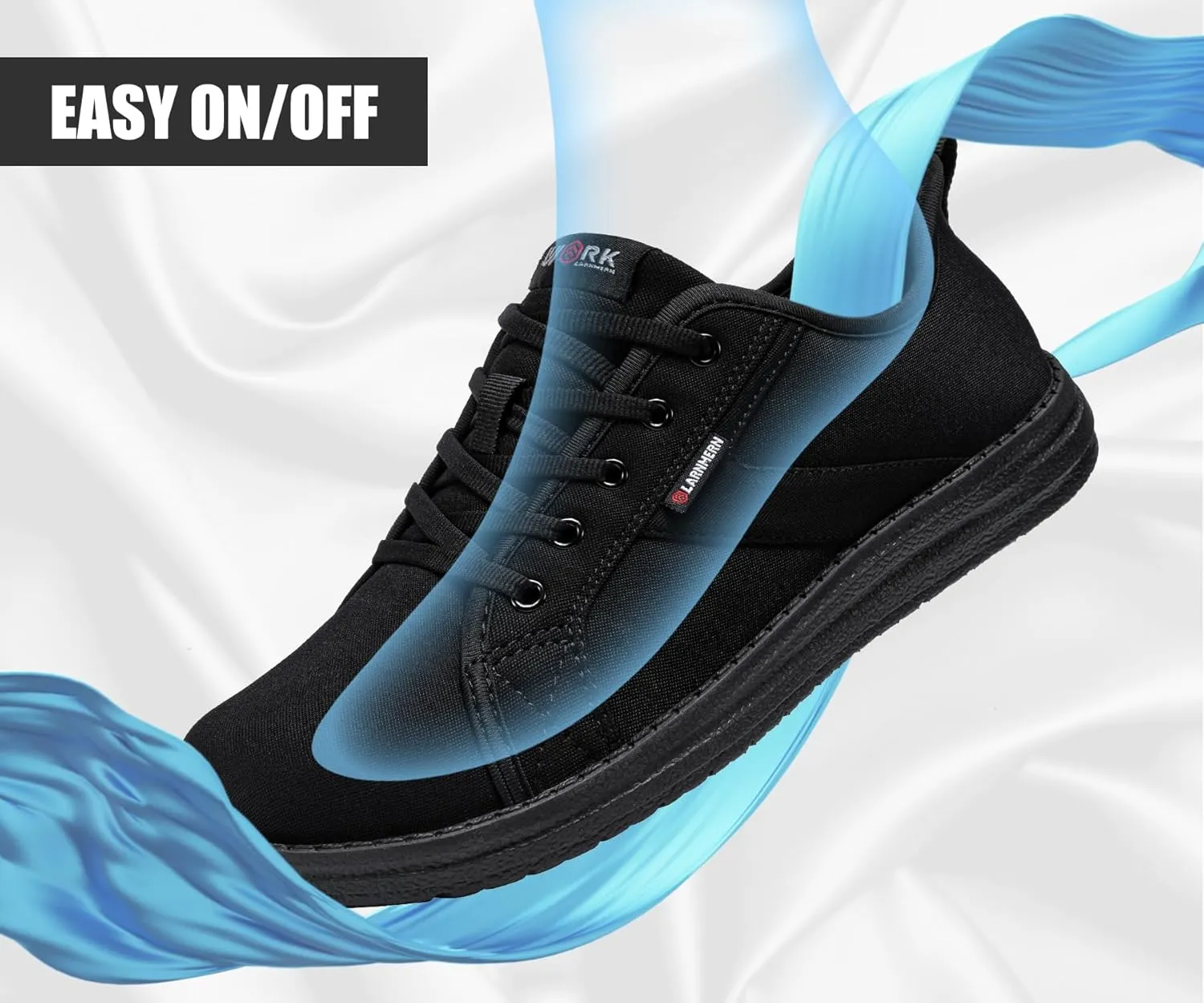 LARNMERN Slip On Steel Toe Shoes Women Work Walking Sneakers Skate Hands Free Safety Tennis Shoes