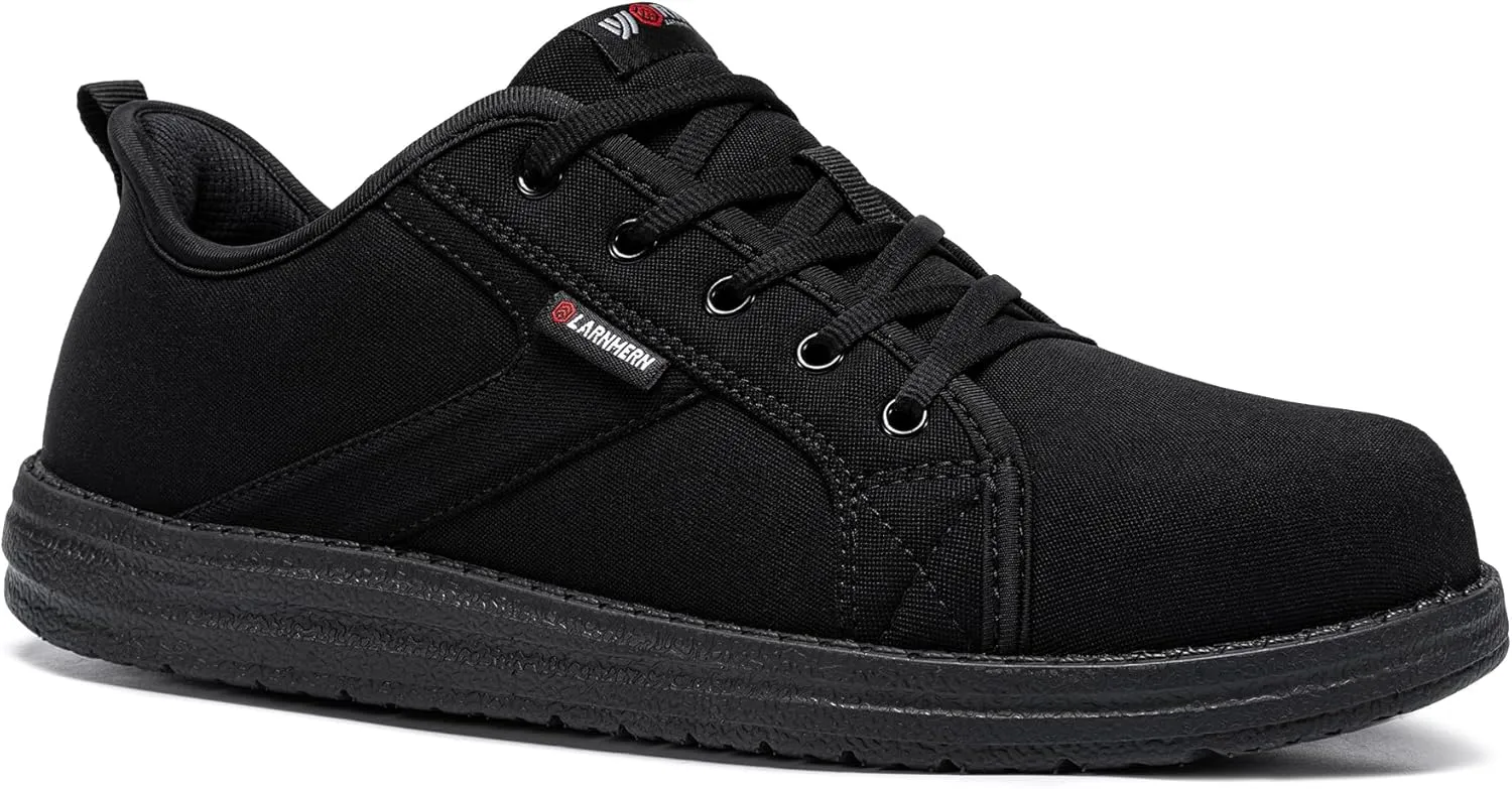 LARNMERN Slip On Steel Toe Shoes Women Work Walking Sneakers Skate Hands Free Safety Tennis Shoes
