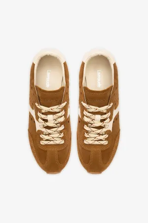 Larroude Stella Sneaker Trainer in Russet Suede