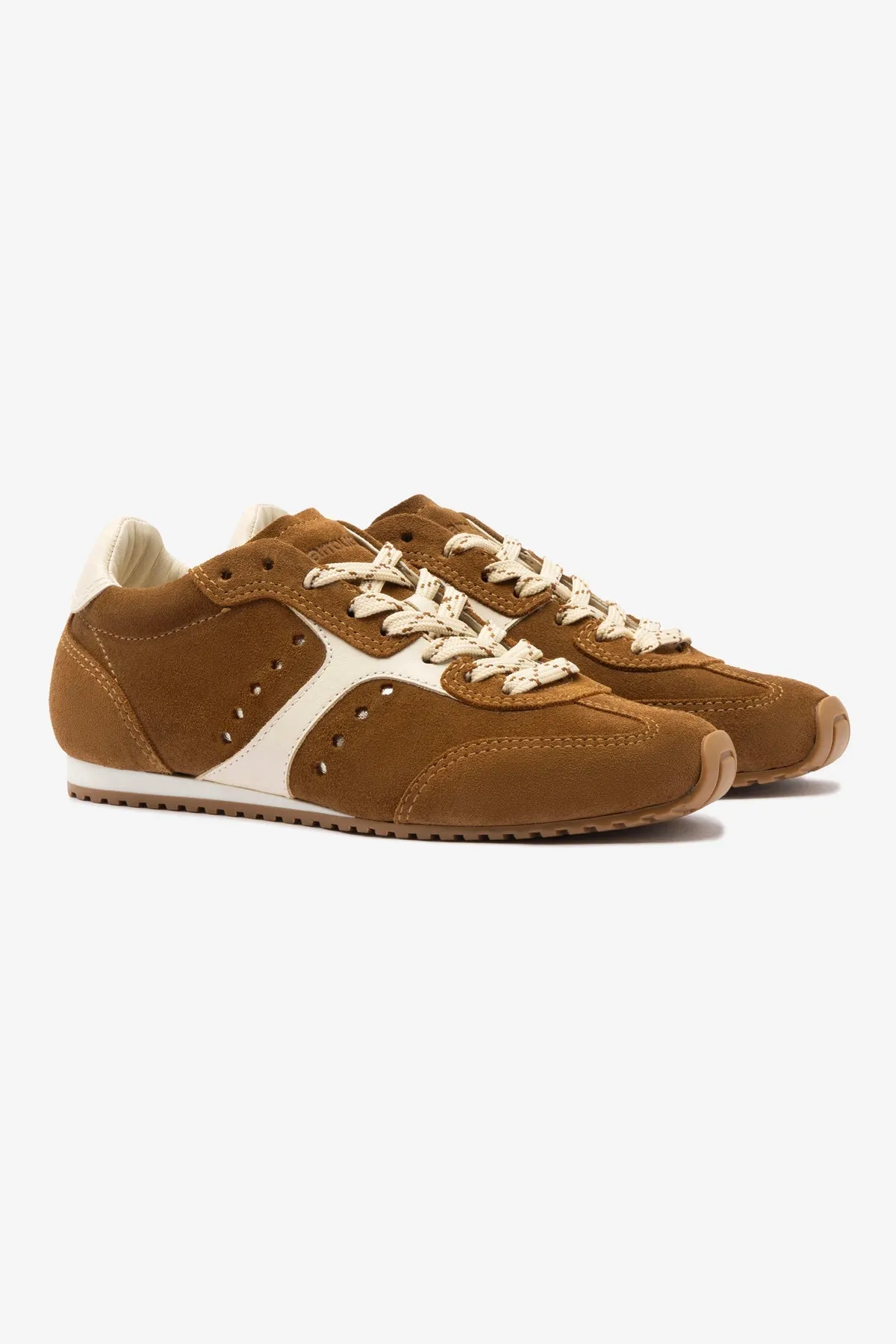 Larroude Stella Sneaker Trainer in Russet Suede
