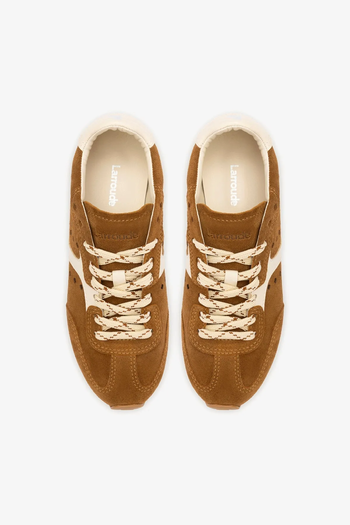 Larroude Stella Sneaker Trainer in Russet Suede