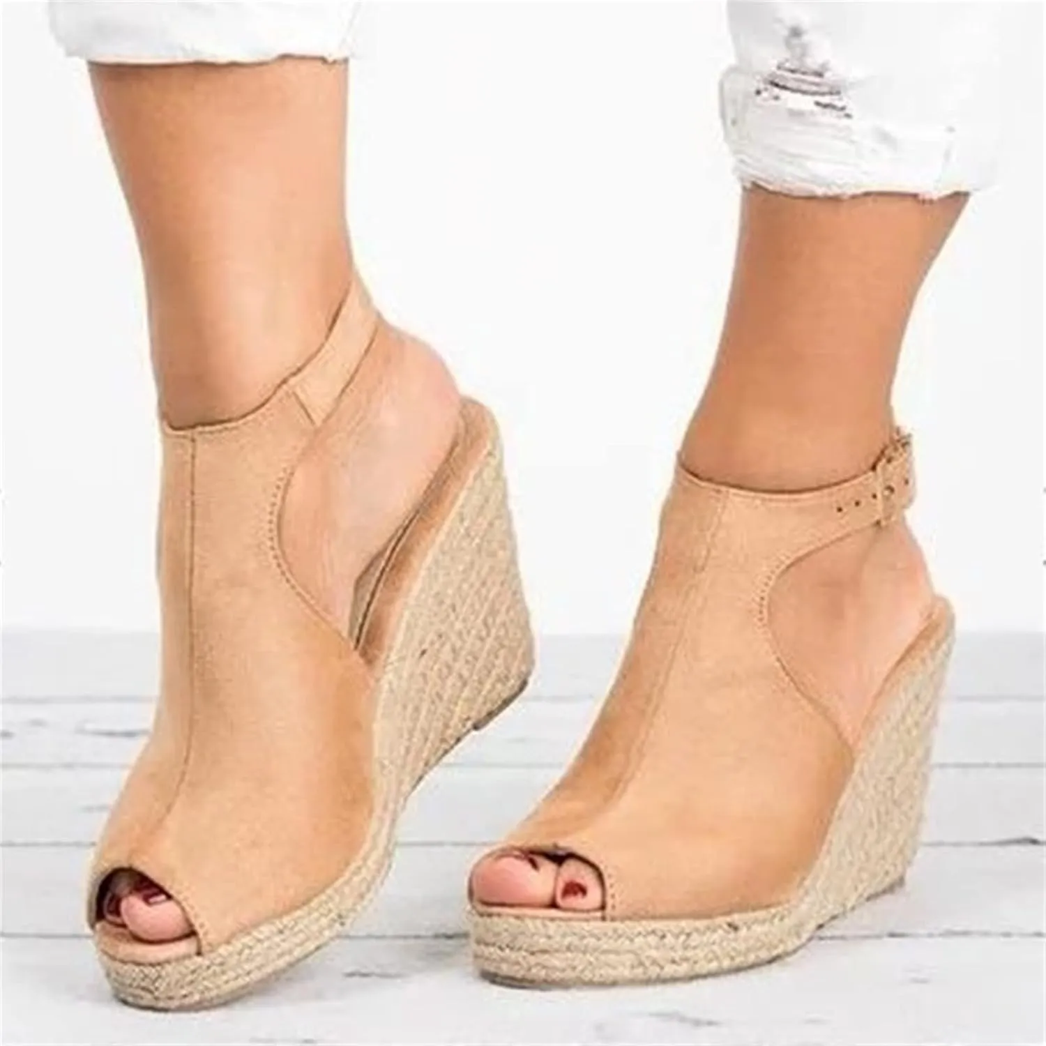 Lausiuoe Sandals Women Comfortable Walking Strappy Wrapped Wedge Heel Platform Sandals Casual Dressy Summer Beach Sandals