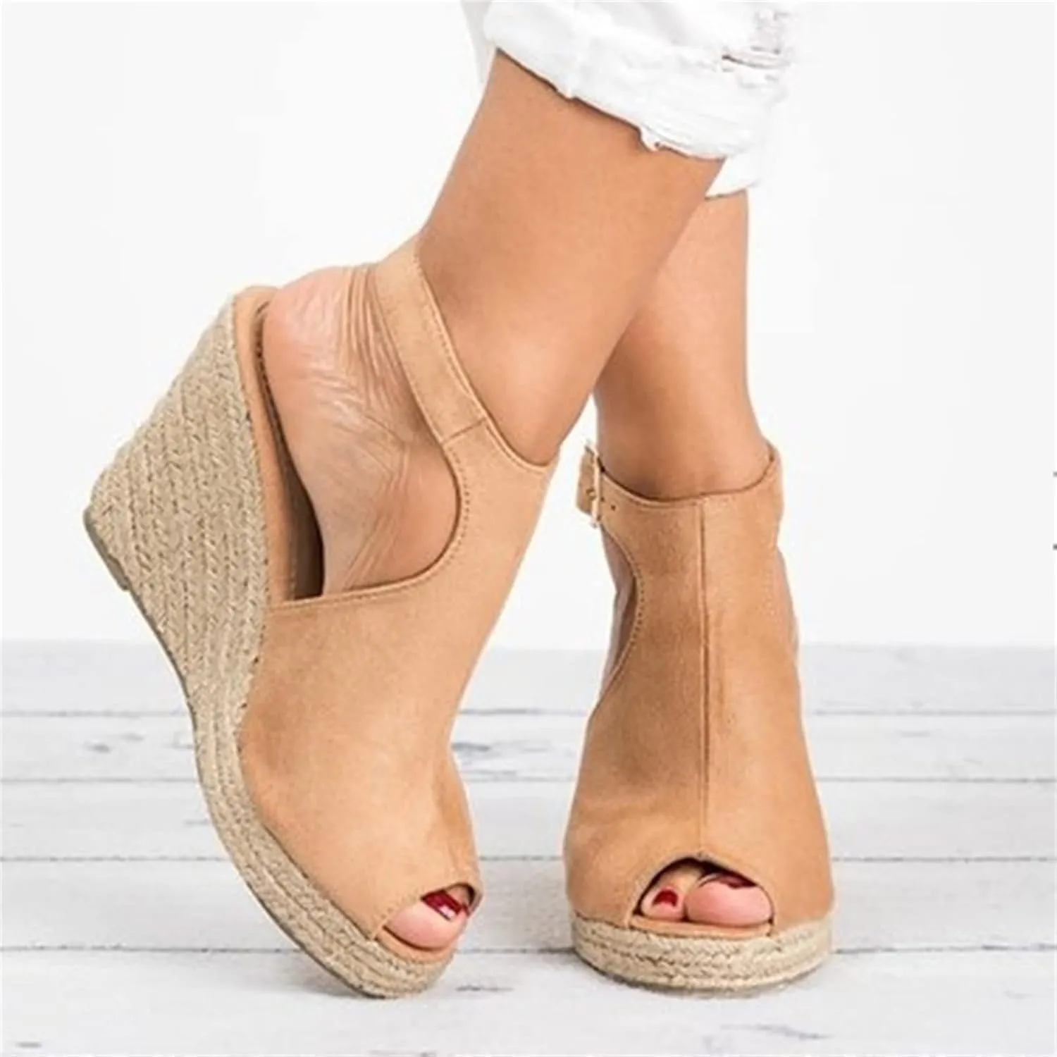 Lausiuoe Sandals Women Comfortable Walking Strappy Wrapped Wedge Heel Platform Sandals Casual Dressy Summer Beach Sandals