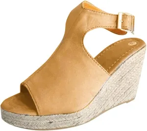 Lausiuoe Sandals Women Comfortable Walking Strappy Wrapped Wedge Heel Platform Sandals Casual Dressy Summer Beach Sandals