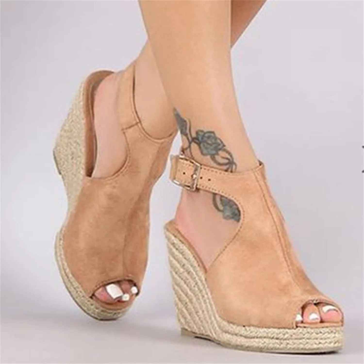 Lausiuoe Sandals Women Comfortable Walking Strappy Wrapped Wedge Heel Platform Sandals Casual Dressy Summer Beach Sandals