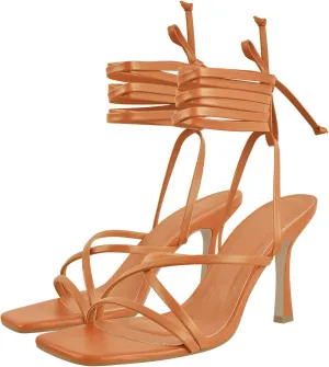 LISHAN Women's Stiletto High Heels Strappy Lace Up Sandals
